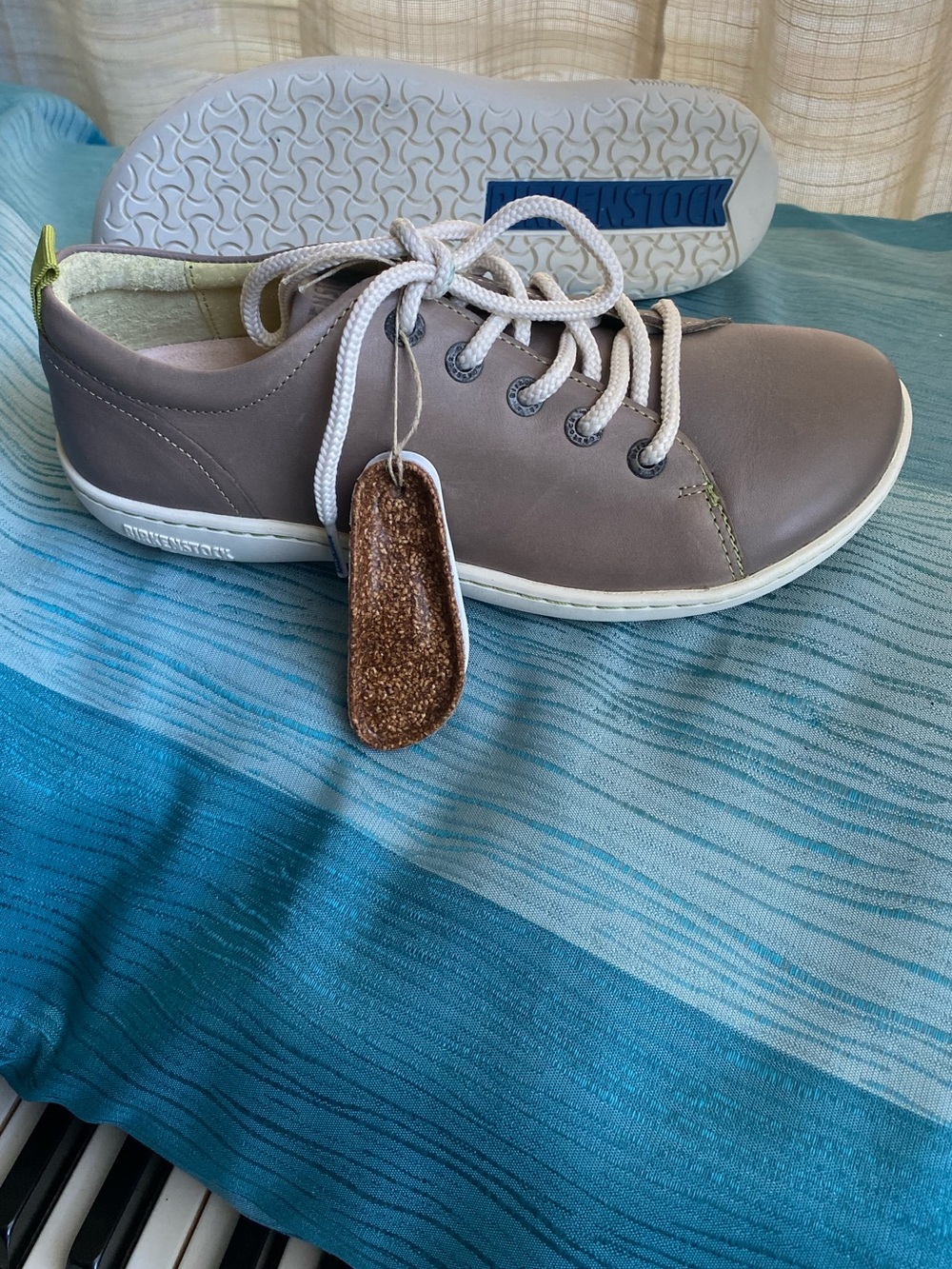 Birkenstock Casual Lace-Up Sneaker in Taupe White Laces Sole size 38 leather